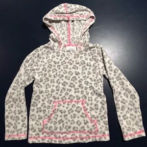 Jumping beans girls fleece hoodie, grey leopard print, size 4